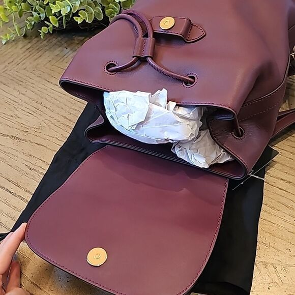 Ralph Lauren winny backpack NWT fine grain cow leather wine color - Picture 3 of 11